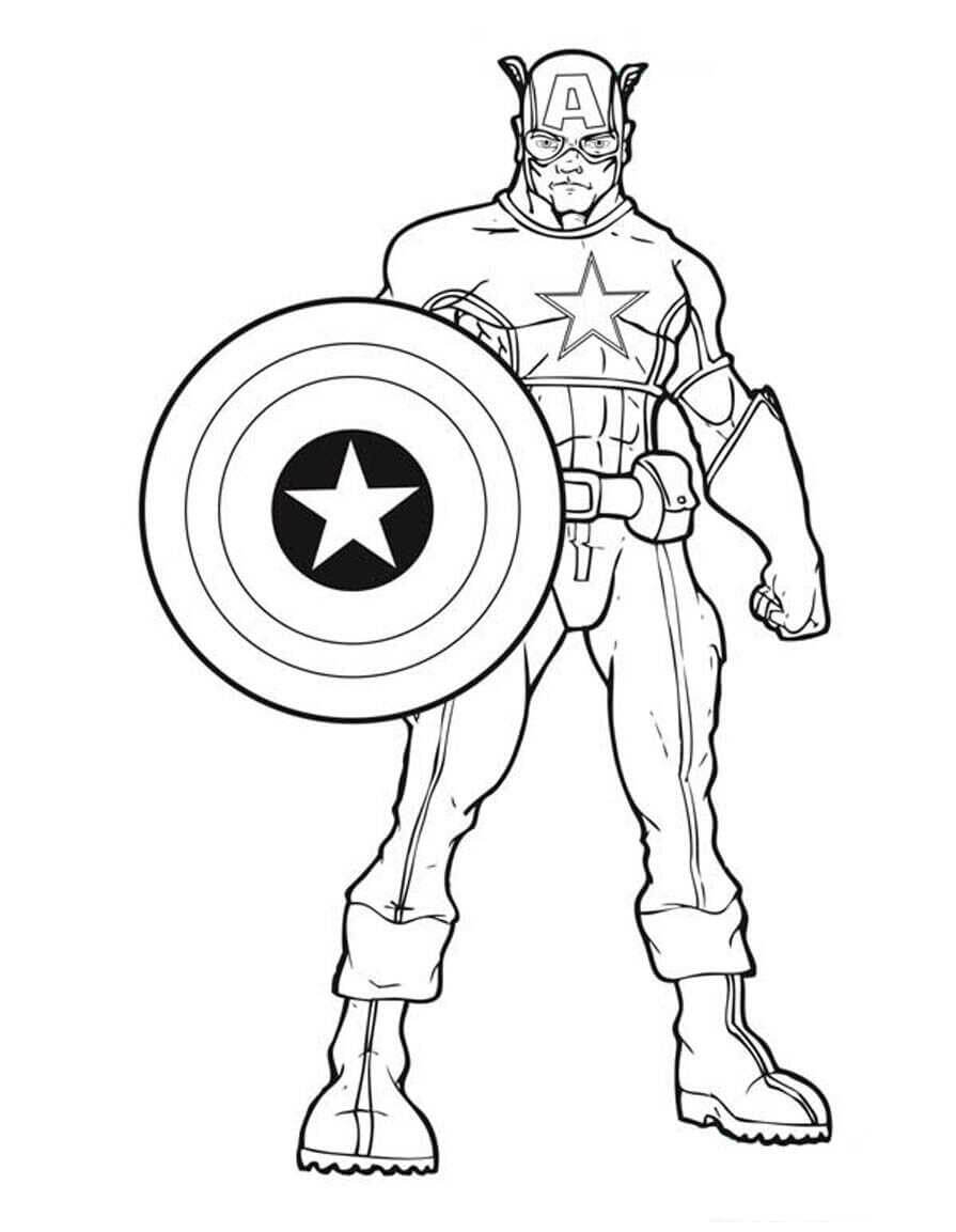 Omalovánka Cartoon Captain America Standing