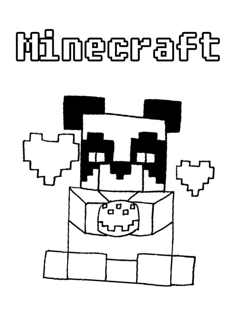 Panda v Minecraft omalovánka