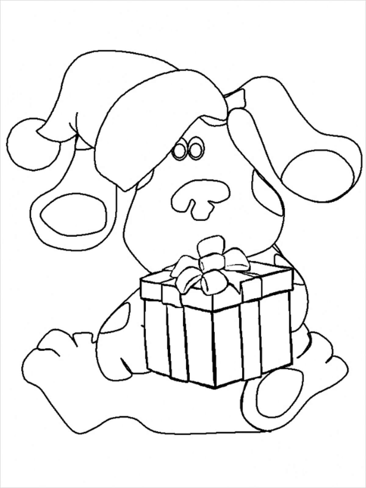 Pes Drží Dárkovou Krabičku na Vánoce omalovánka