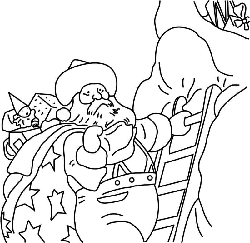 Santa Claus Lezení po Schodech omalovánka