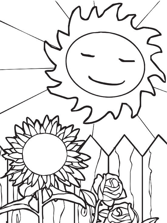Omalovánka Sun with Sunflower and Rose