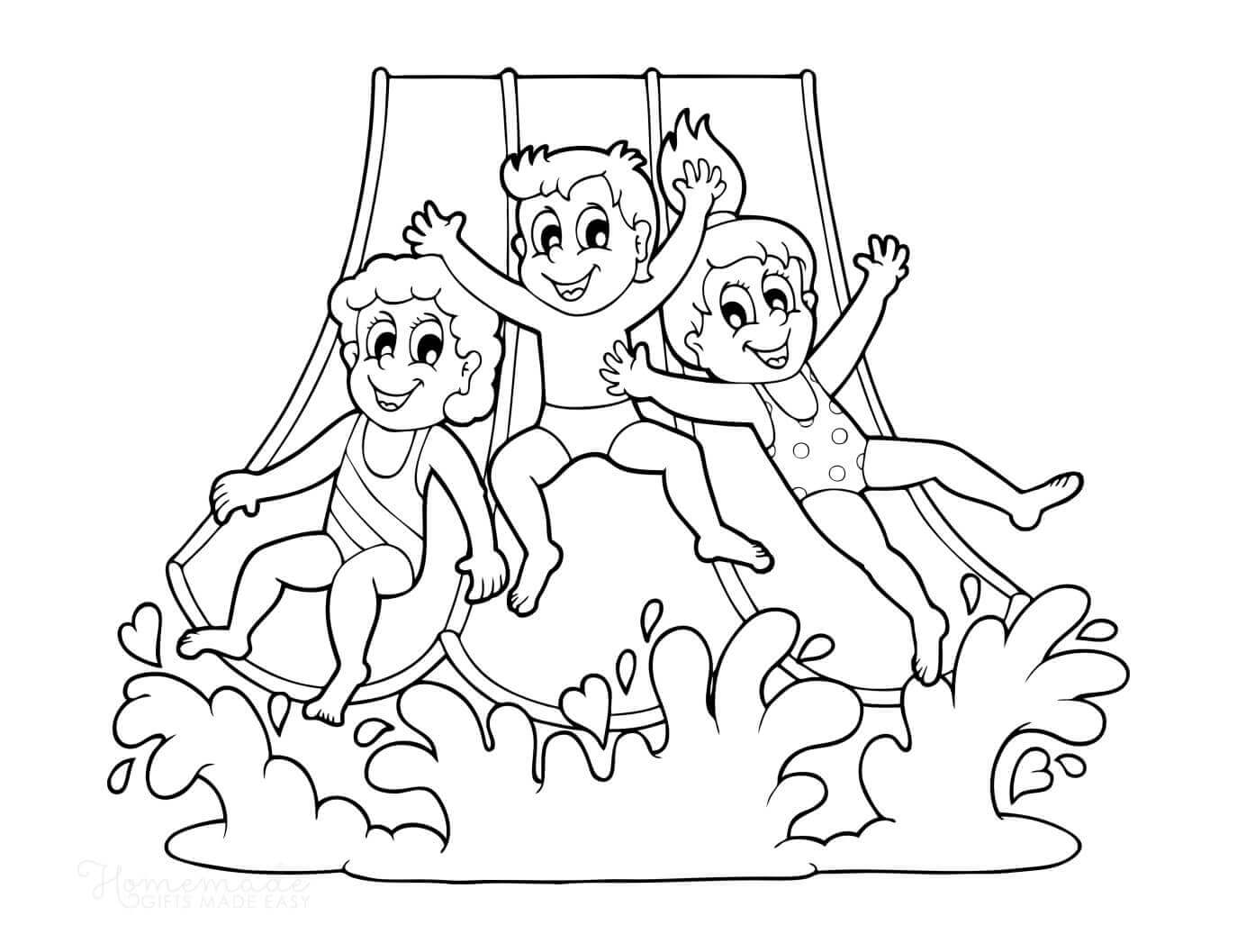 Omalovánka Three Kids Swimming