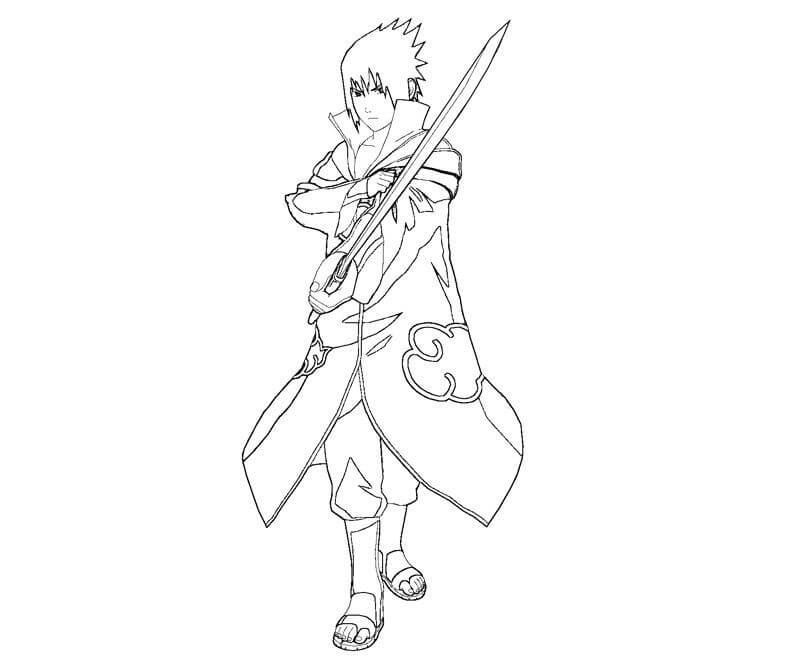 Akatsuki Sasuke Držící meč omalovánka