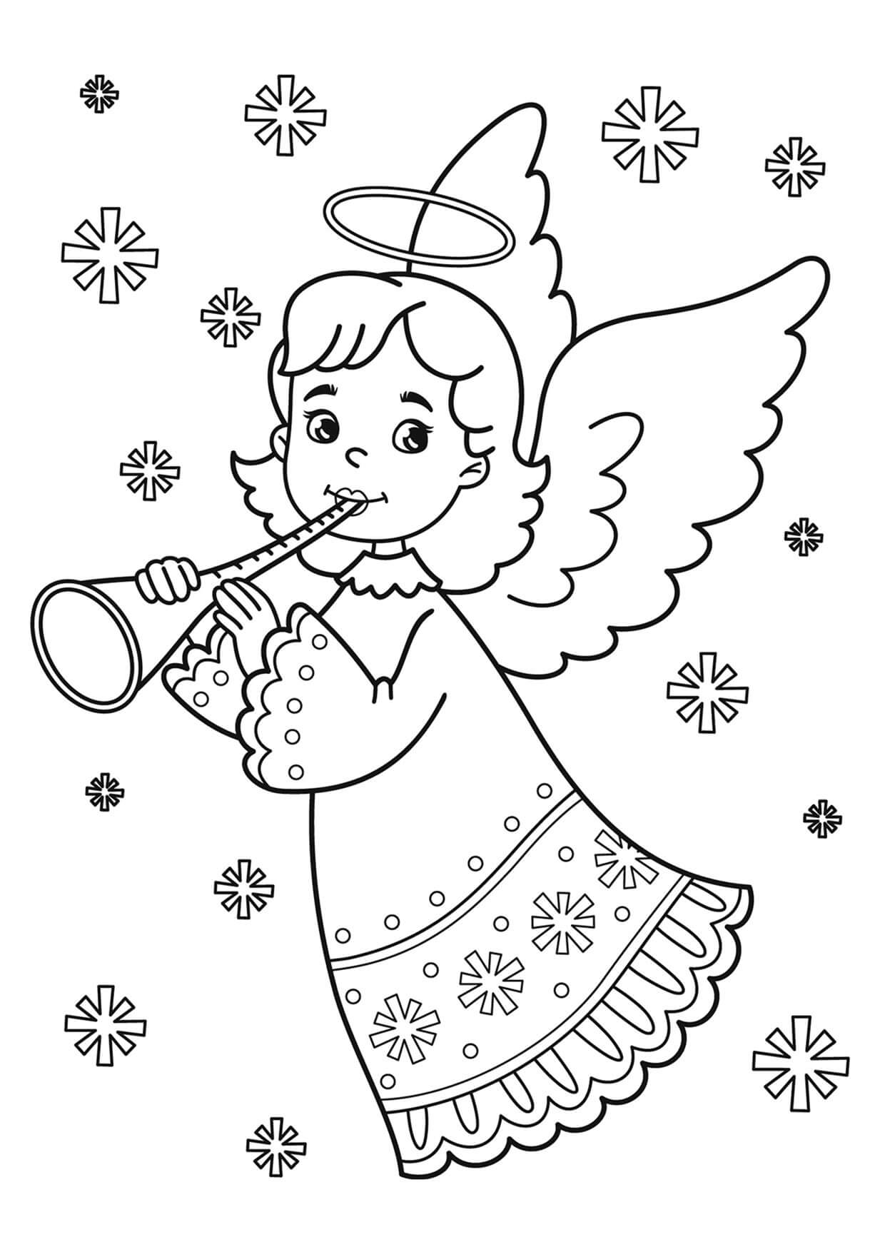 Anděl Hrající na Flétnu omalovánka
