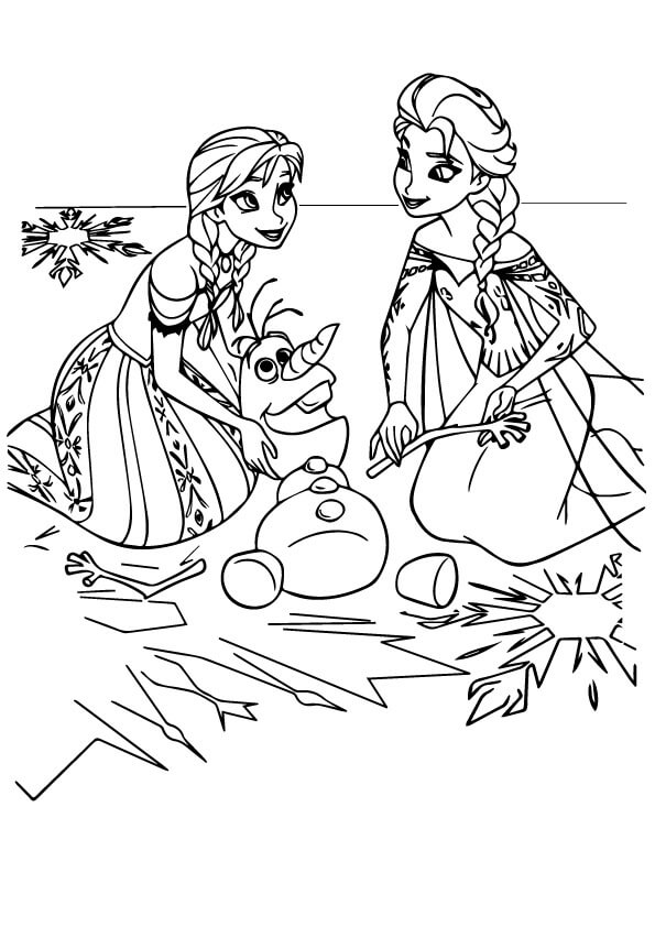 Anna a Elsa, Olaf omalovánka