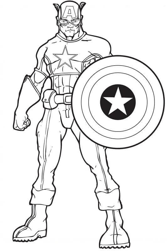 Omalovánka Awesome Captain America holding Shield