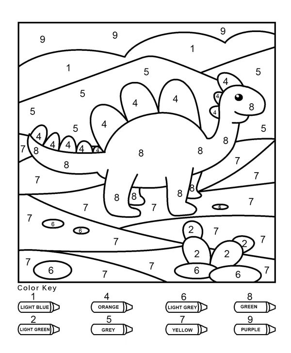 Barva normálního dinosaura podle čísla omalovánka