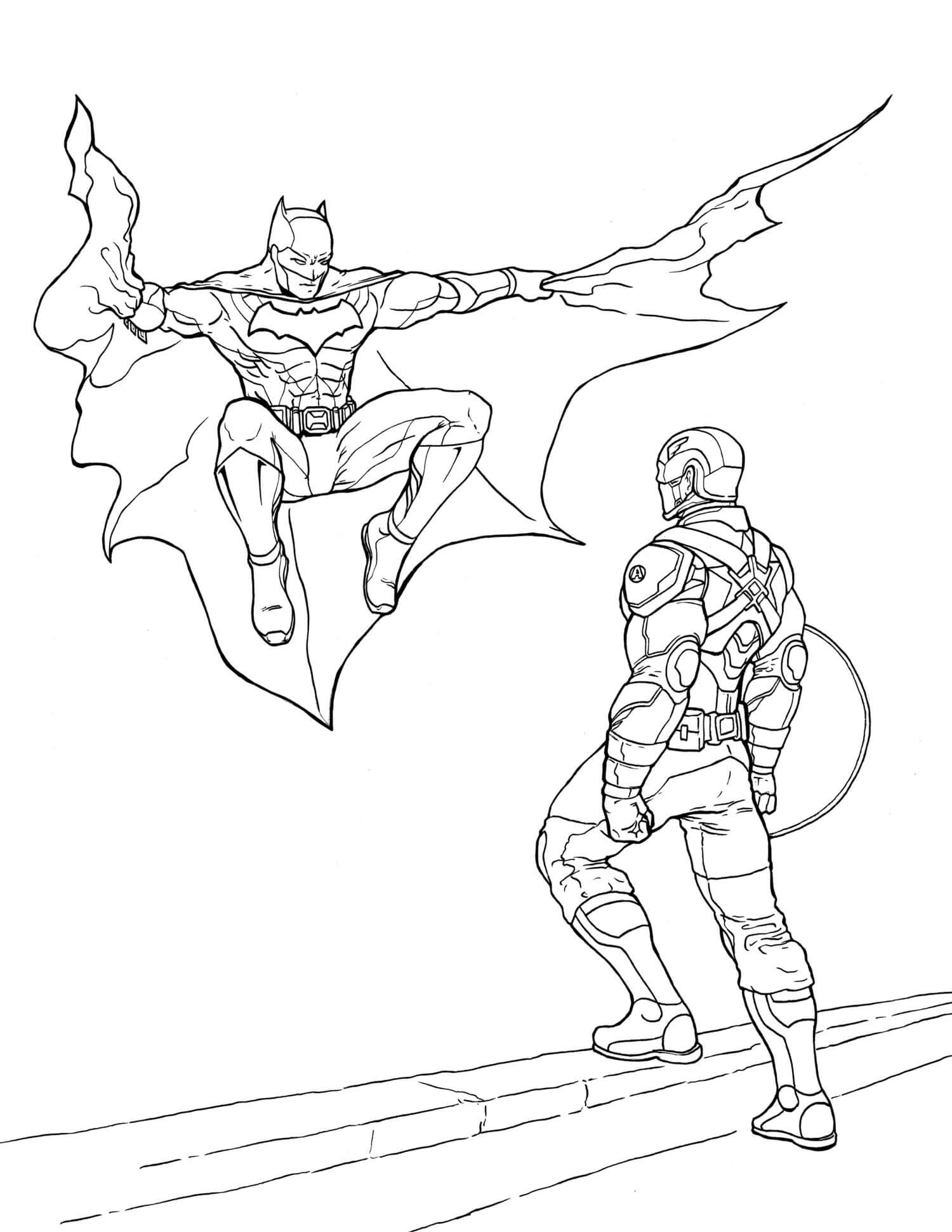 Omalovánka Batman vs Capitan America