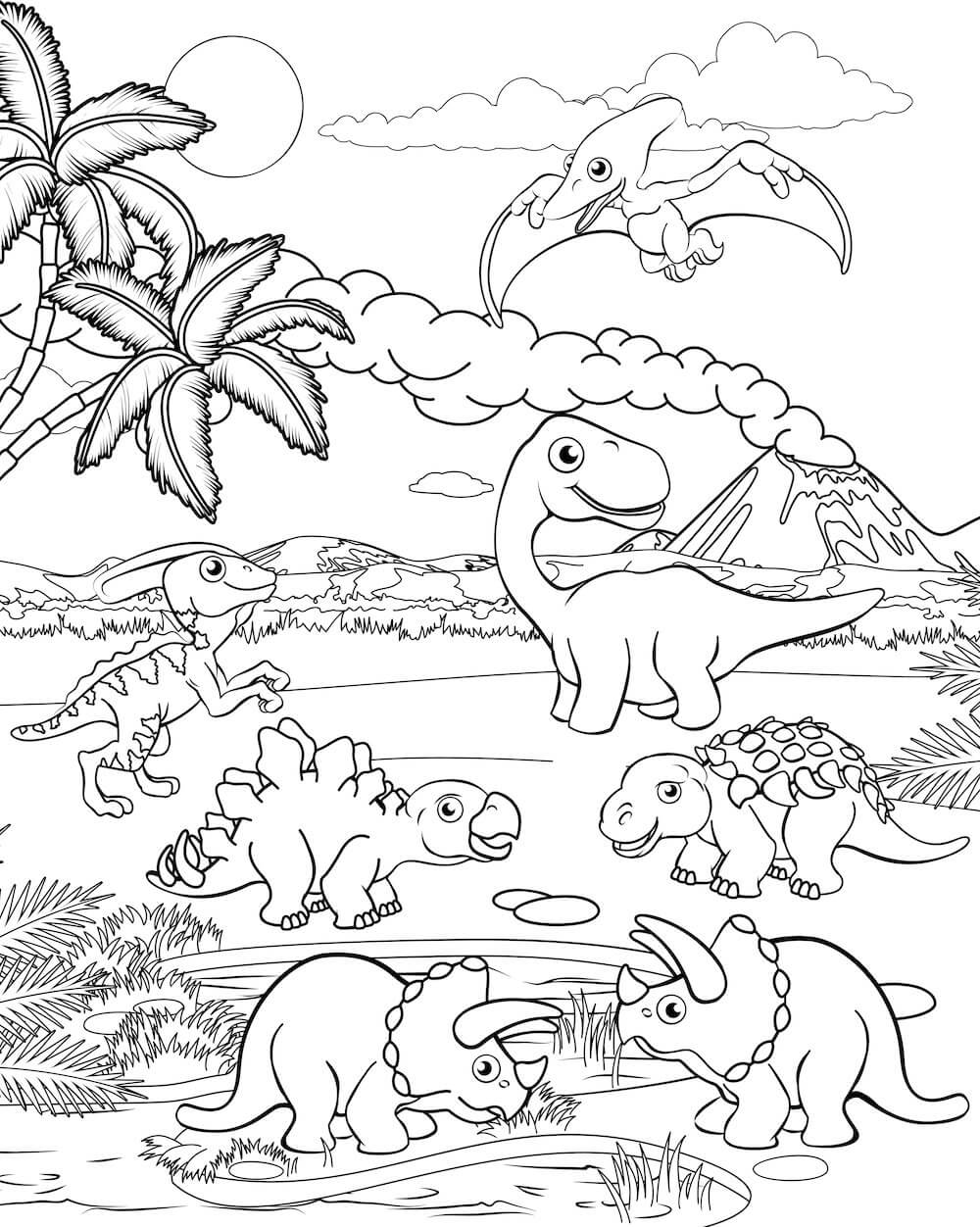 Býložraví Dinosauři omalovánka