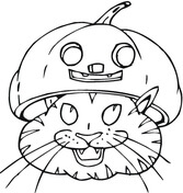 Omalovánka Cat Wearing Pumpkin Hat