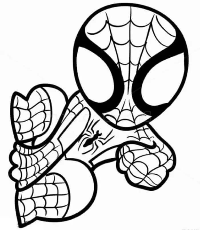 Chibi Spiderman Lezení omalovánka