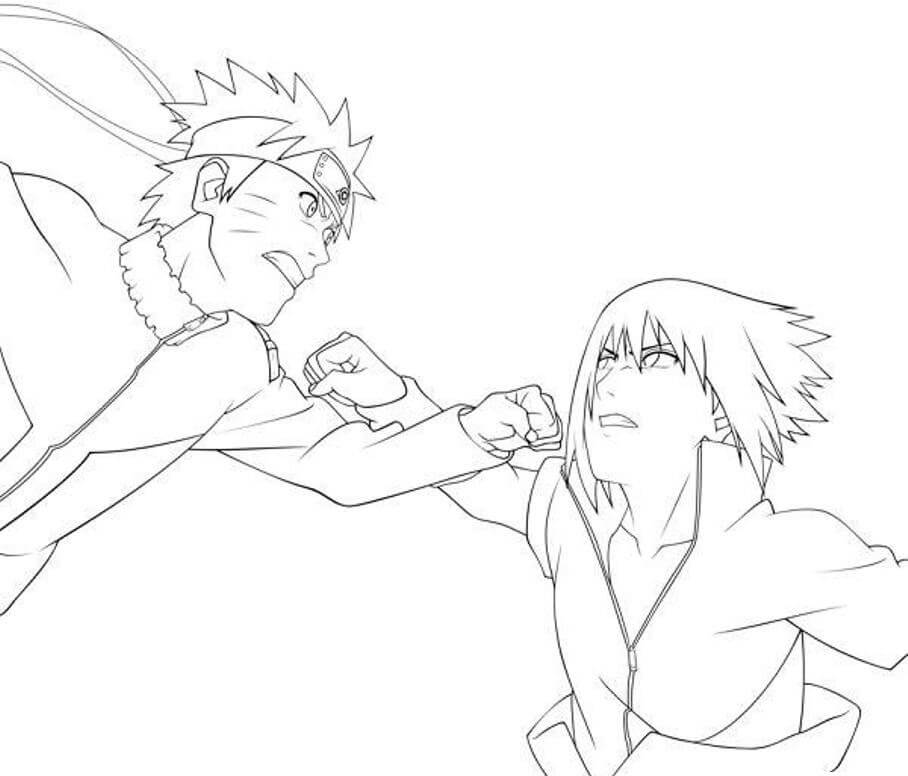 Omalovánka Cool Naruto and Sasuke Fight