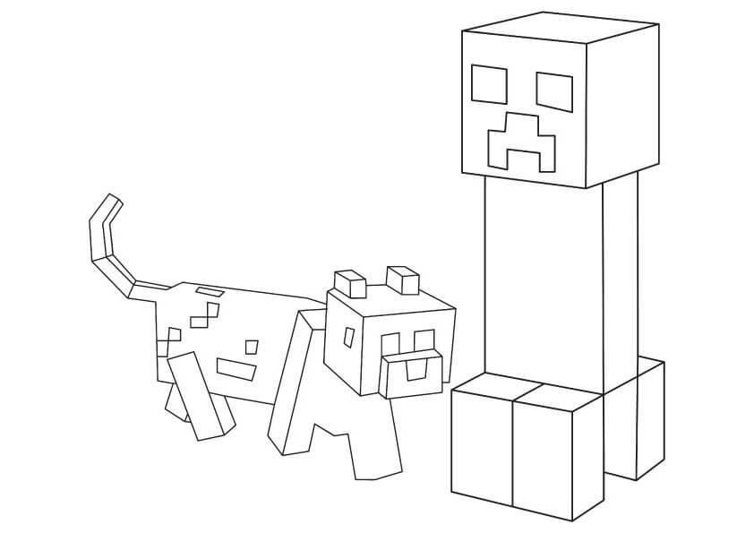 Creeper A Pes V Minecraftu omalovánka