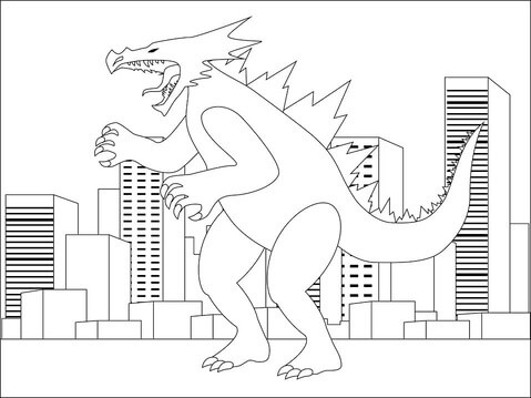 Děsivá Godzilla ve městě omalovánka