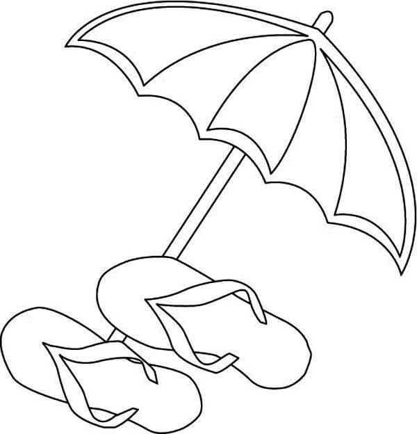 Deštník a sandály omalovánka
