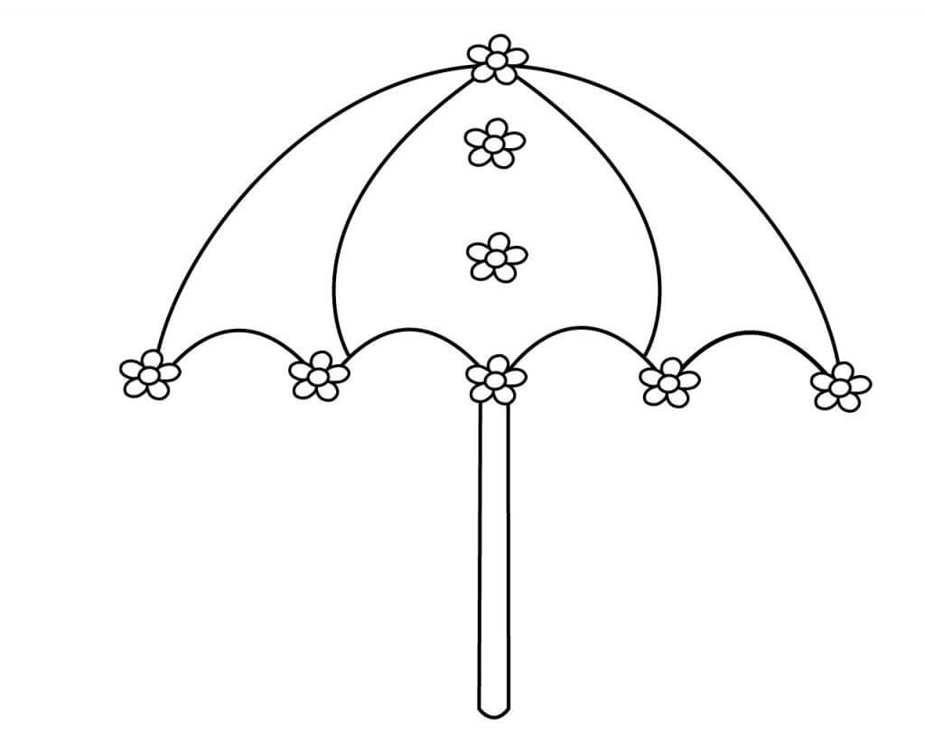 Deštník s květinami omalovánka