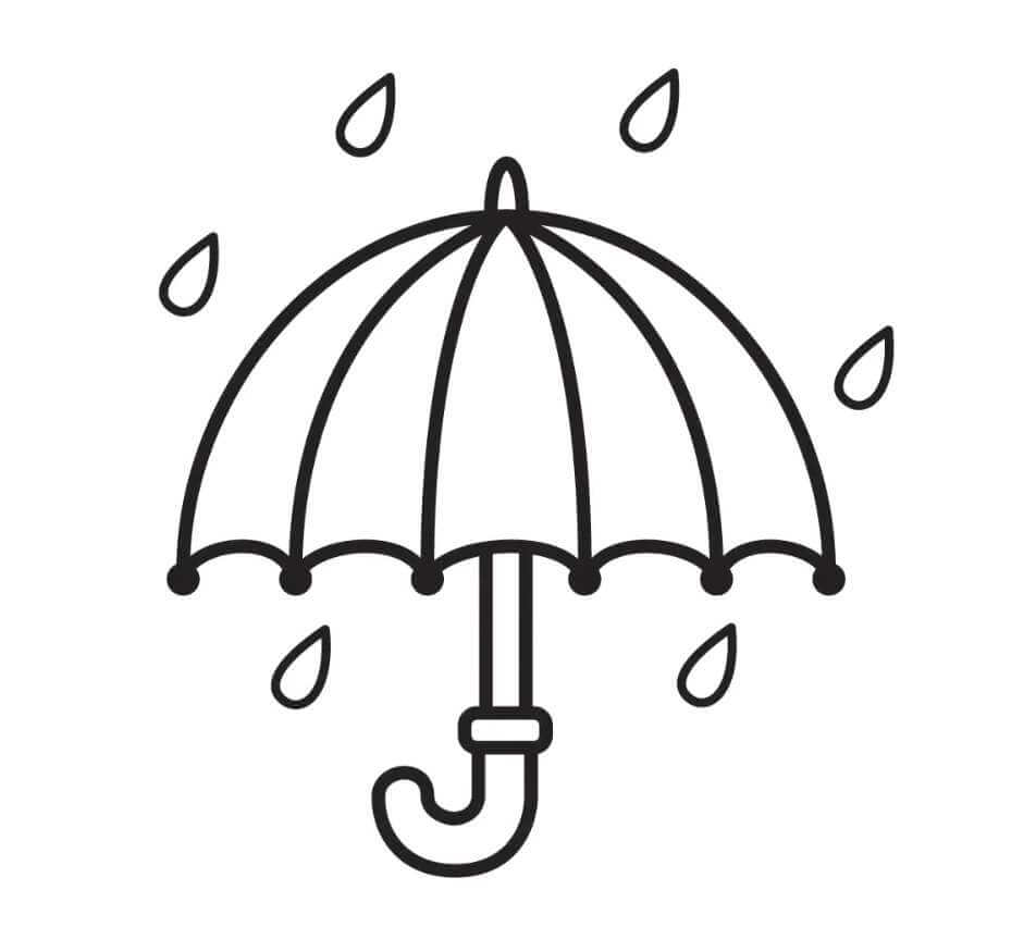 Deštník v dešti omalovánka