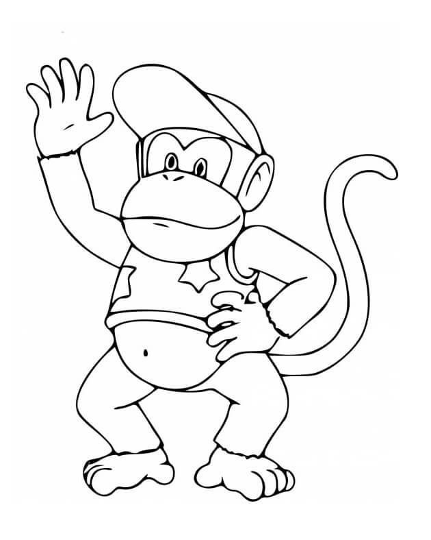 Diddy Kong mávl rukou omalovánka