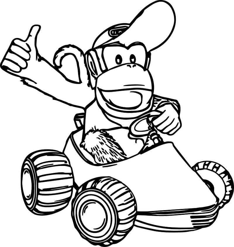 Diddy Kong řízení auta omalovánka