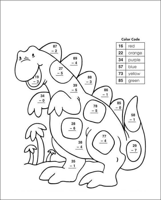 Dinosaurus Odečítání barvy podle čísla omalovánka
