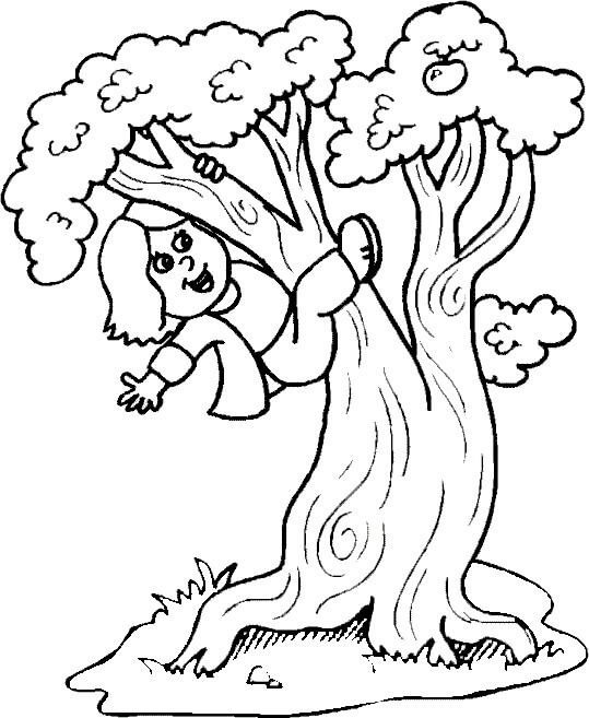 Dívka Lezení na Strom omalovánka