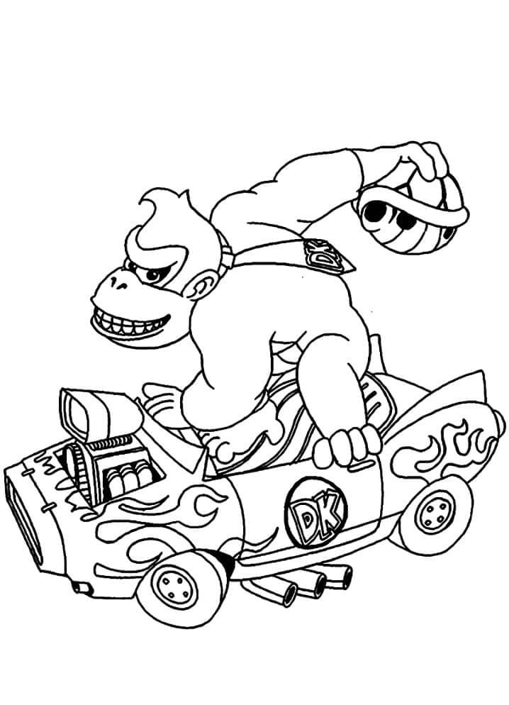 Donkey Kong řízení auta omalovánka