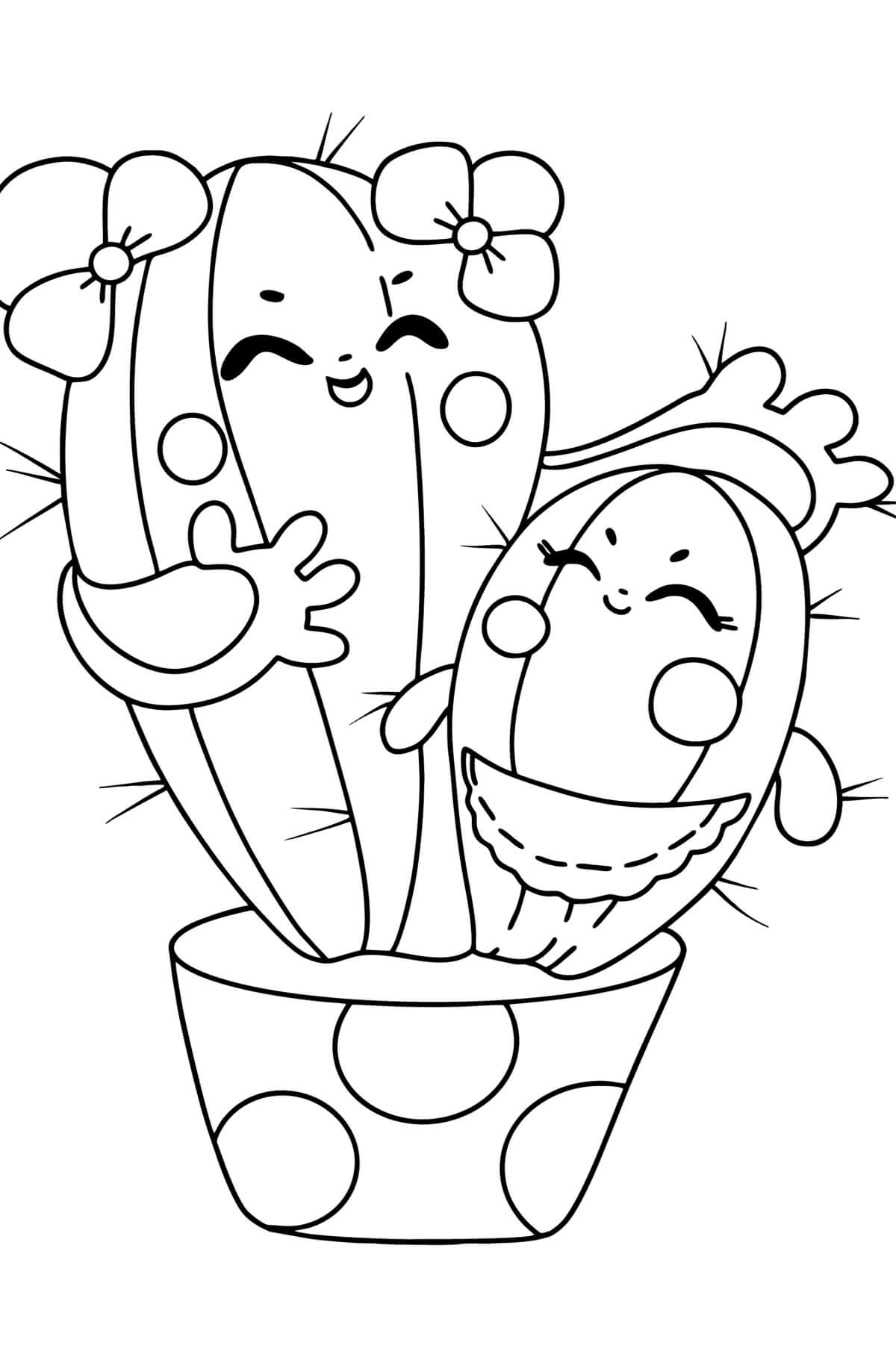 Dva šťastné kaktusy v hrnci omalovánka