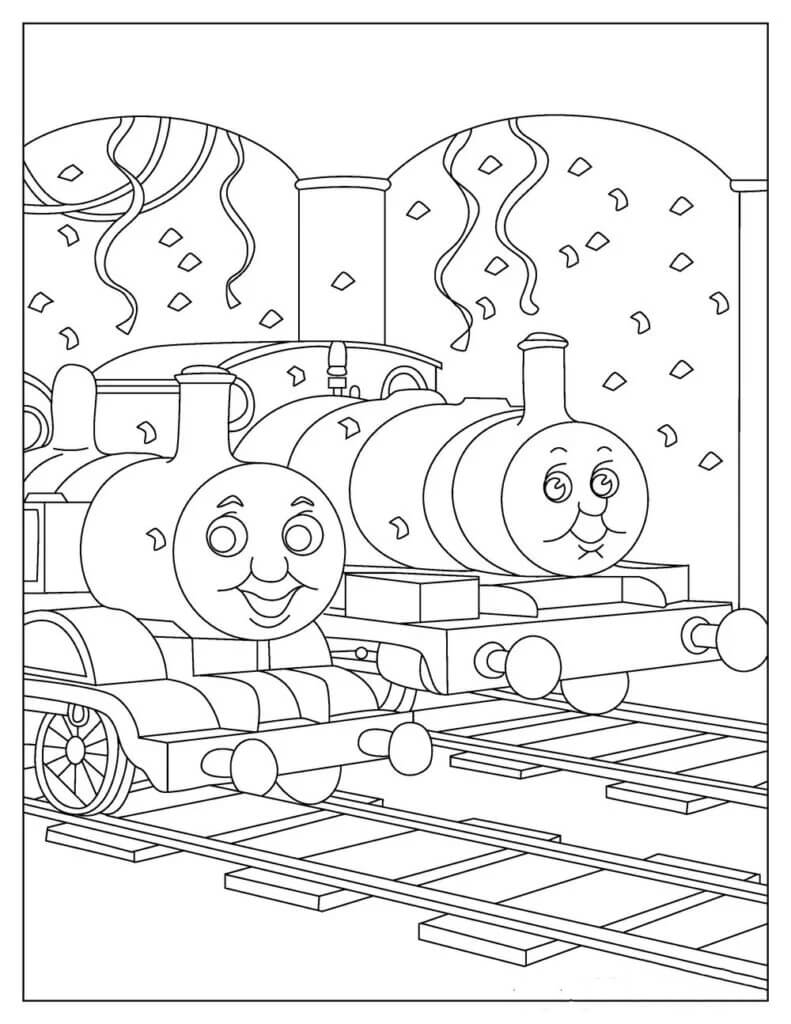 Dva kreslené vlaky omalovánka