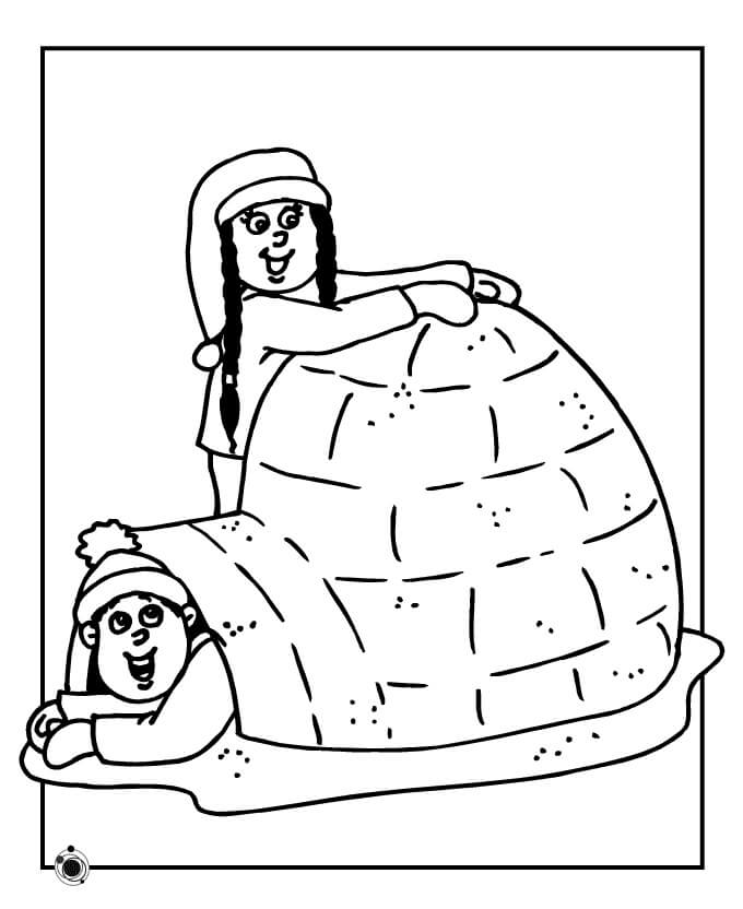 Dvě dívky s iglú omalovánka