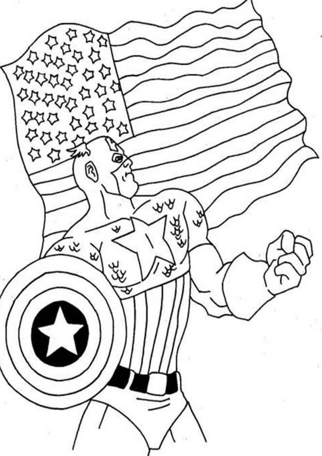 Omalovánka Fantastic Captain America with American Flag