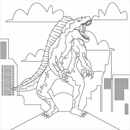Godzilla ve městě omalovánka