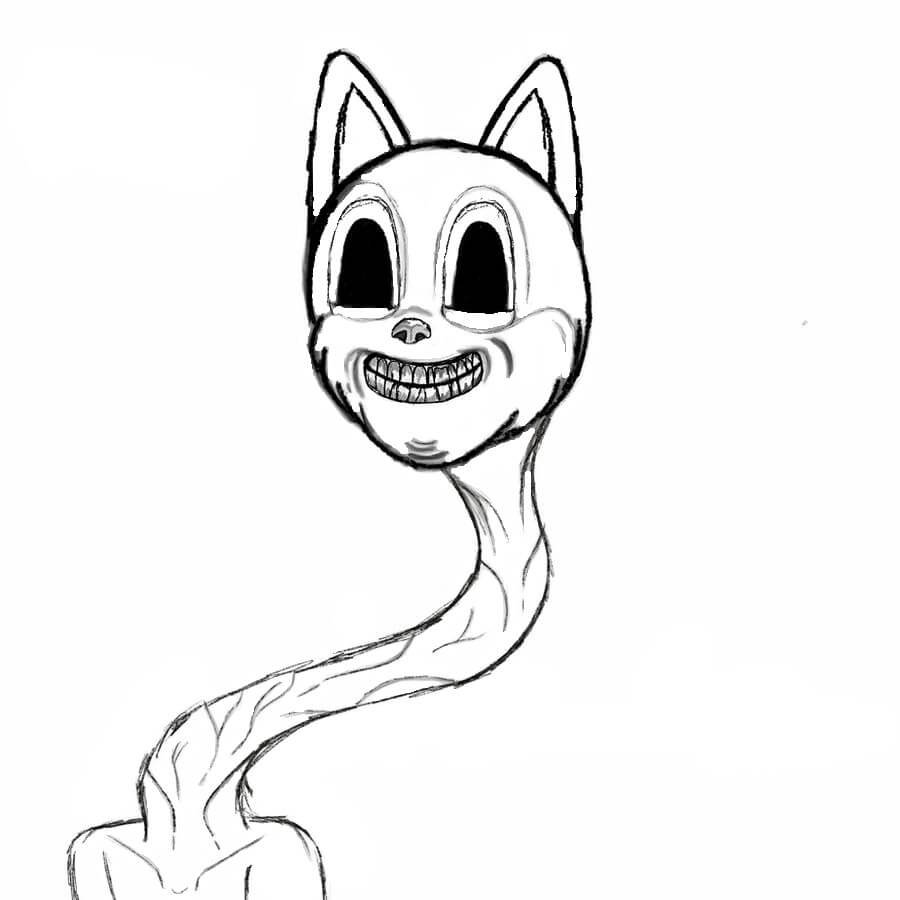 Halloween kreslená kočka omalovánka