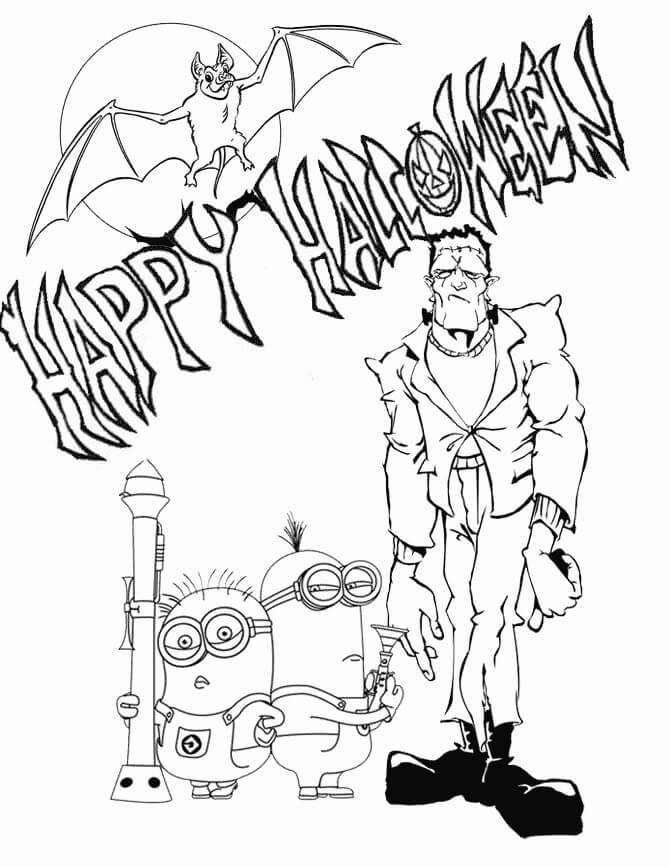 Halloween s Frankensteinem a přisluhovači omalovánka