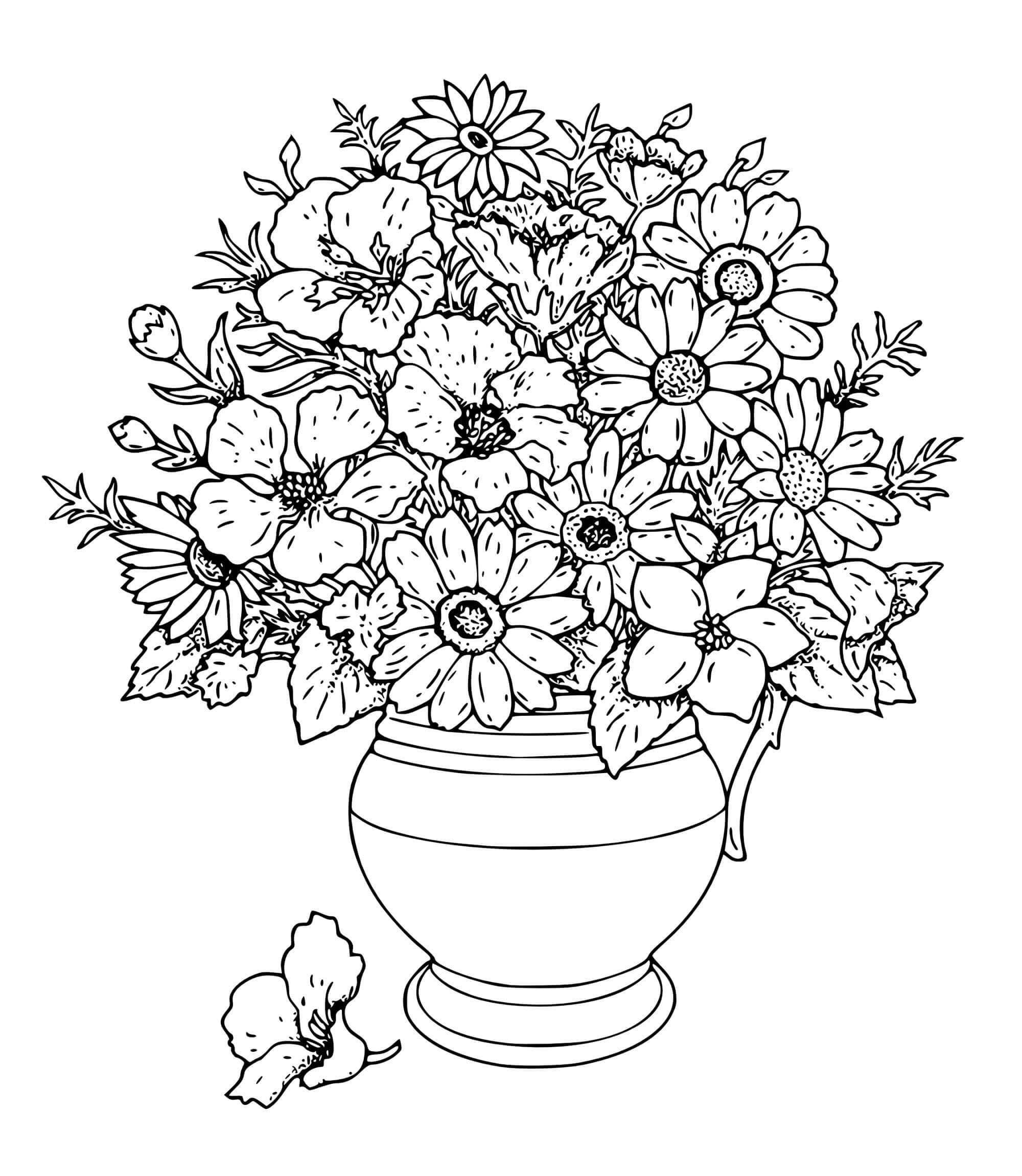 Omalovánka Jednoduchá váza s květinami