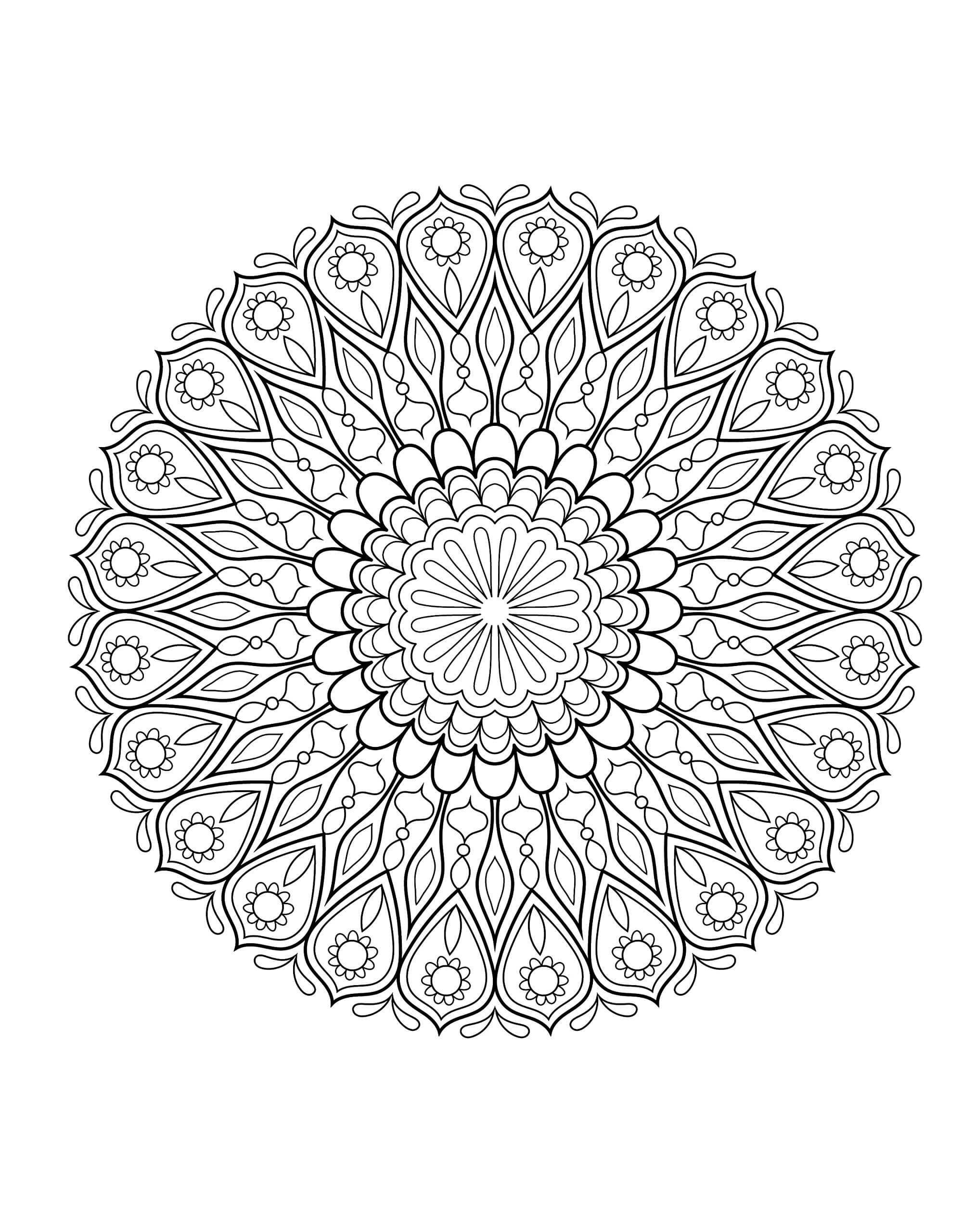 Jednoduchá květinová mandala omalovánka
