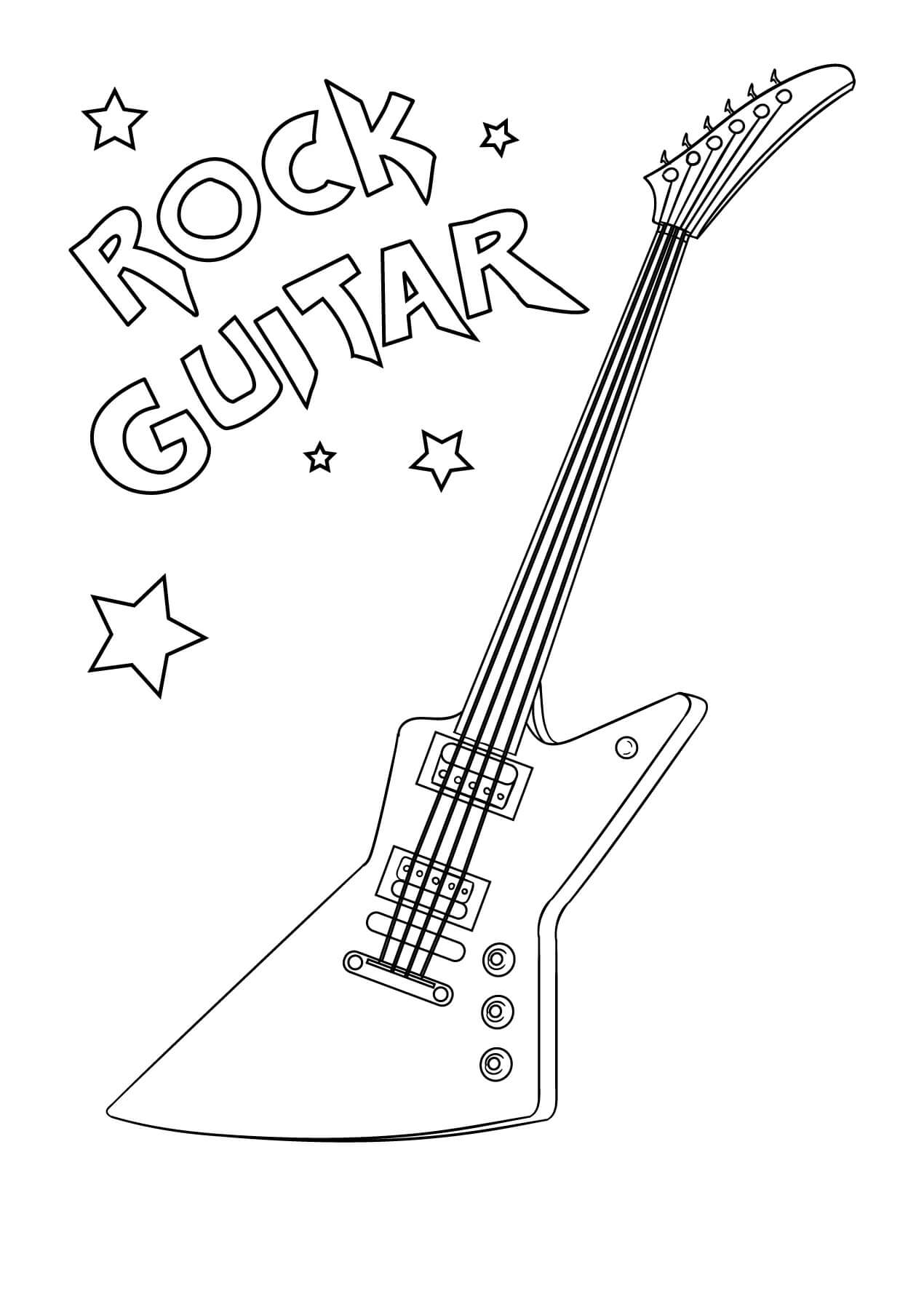 Jednoduchá Rocková Kytara omalovánka
