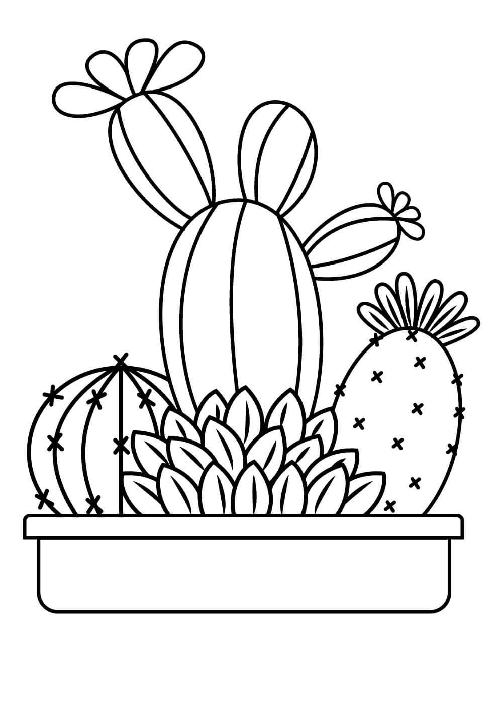 Kaktus v květináči omalovánka