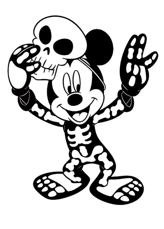 Kostým Mickey a kostlivec omalovánka