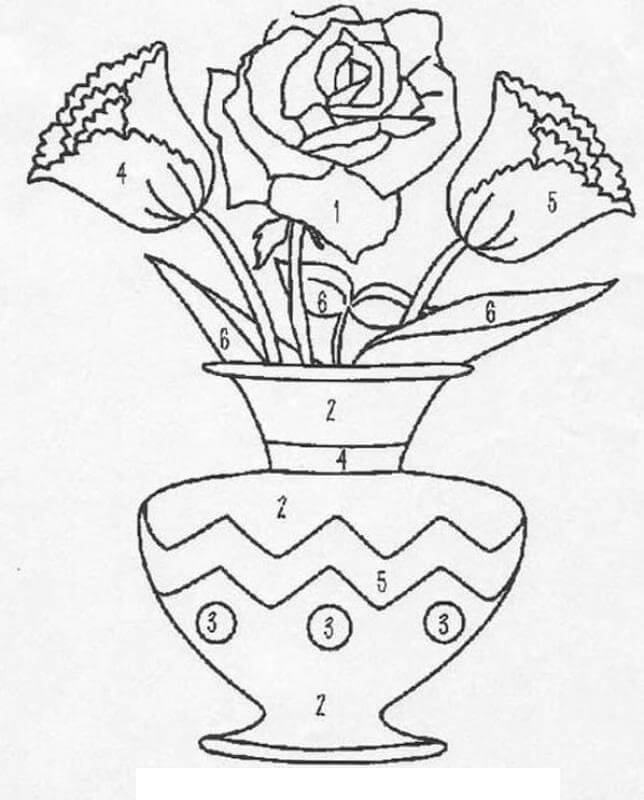 Omalovánka Kreslení Váza Květiny Barva Podle čísla
