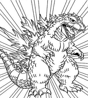 Kreslená Godzilla omalovánka