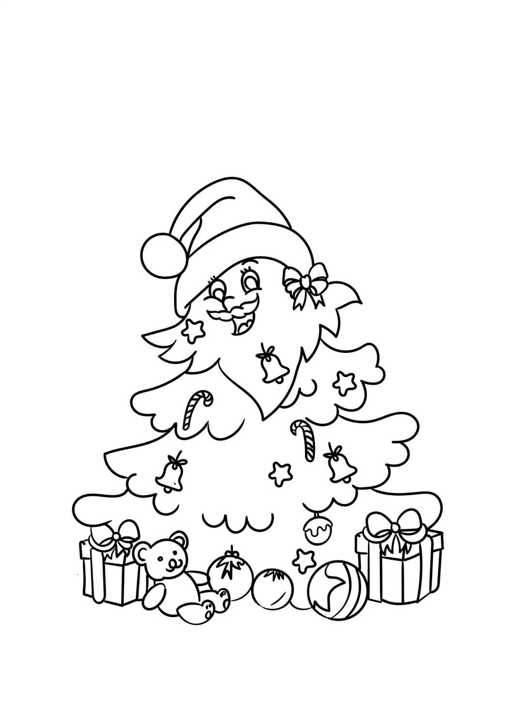 Kreslený Vánoční Stromeček omalovánka