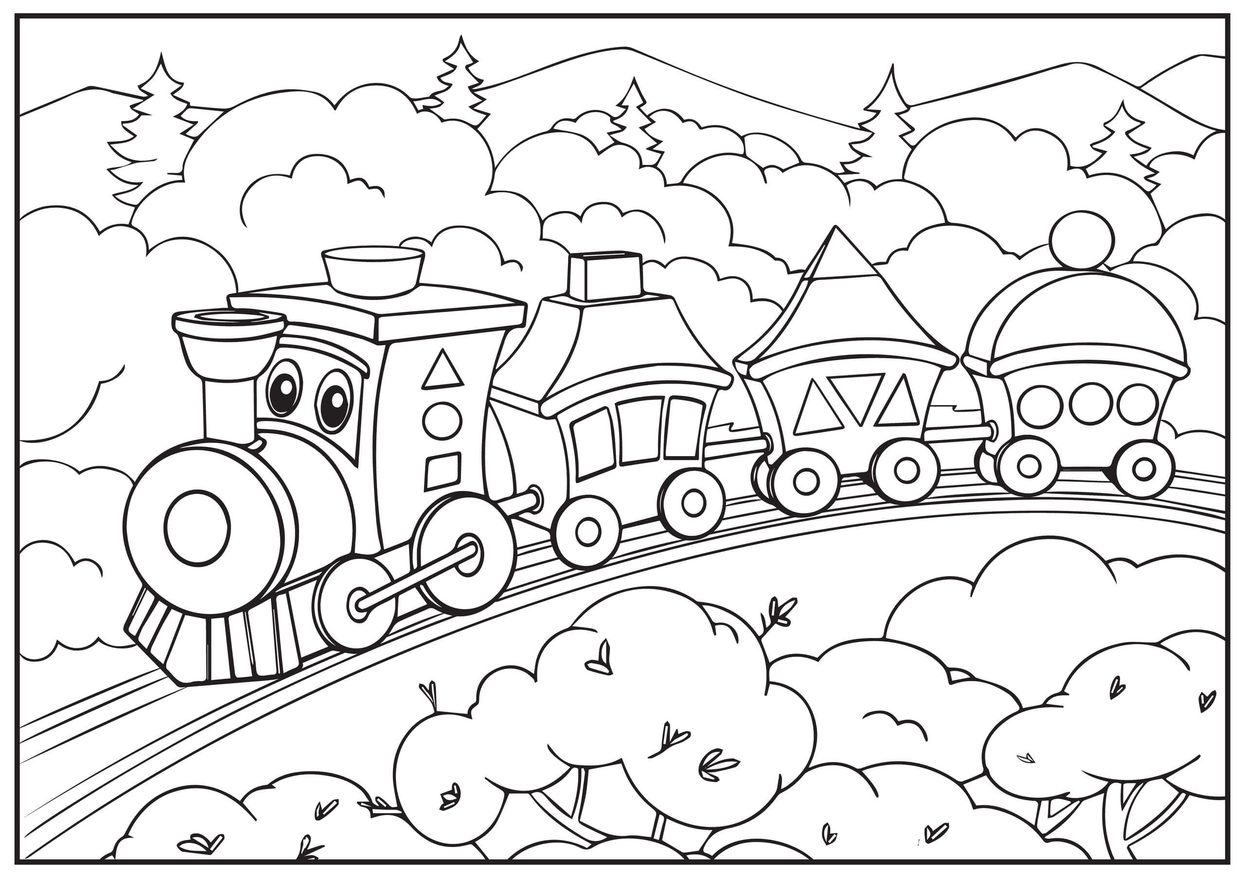 Kreslený vlak omalovánka