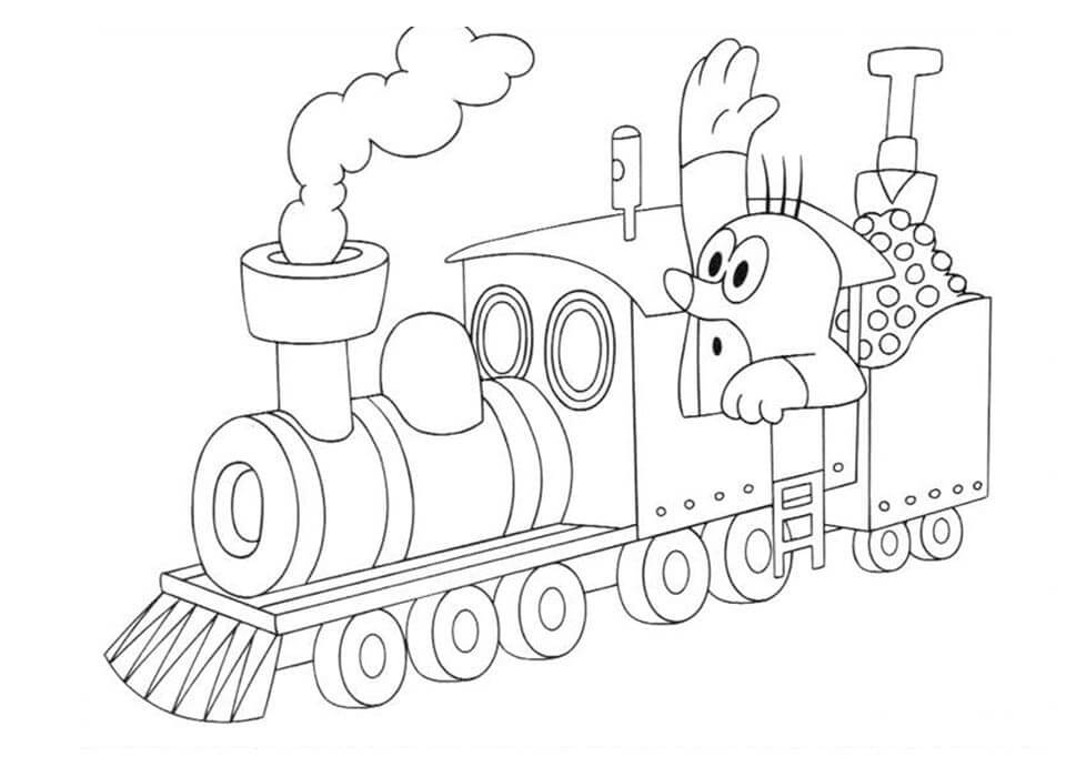 Krtek a Bunny Train omalovánka