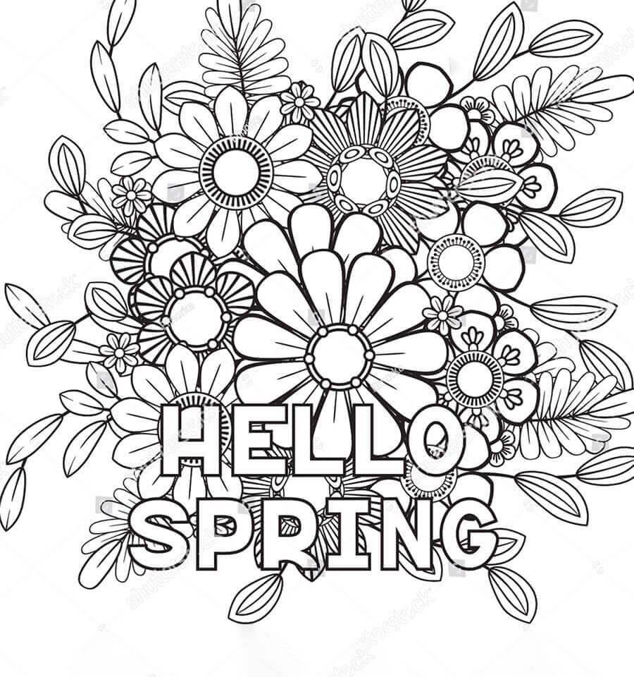 Květina Hello Spring Mandala omalovánka
