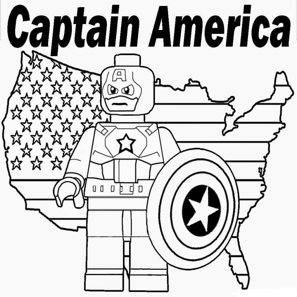 Lego Captain America a Flag America omalovánka