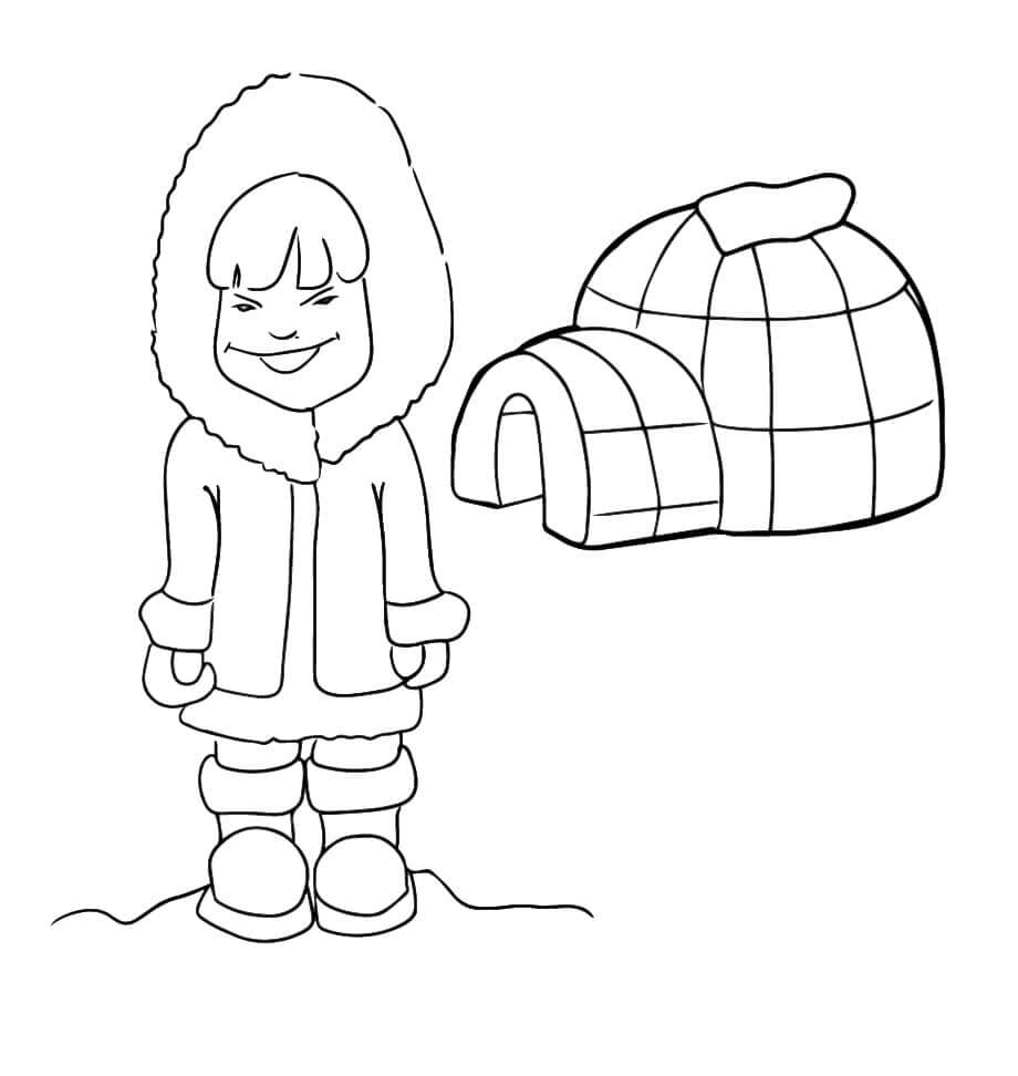 Legrační chlapec s iglú omalovánka