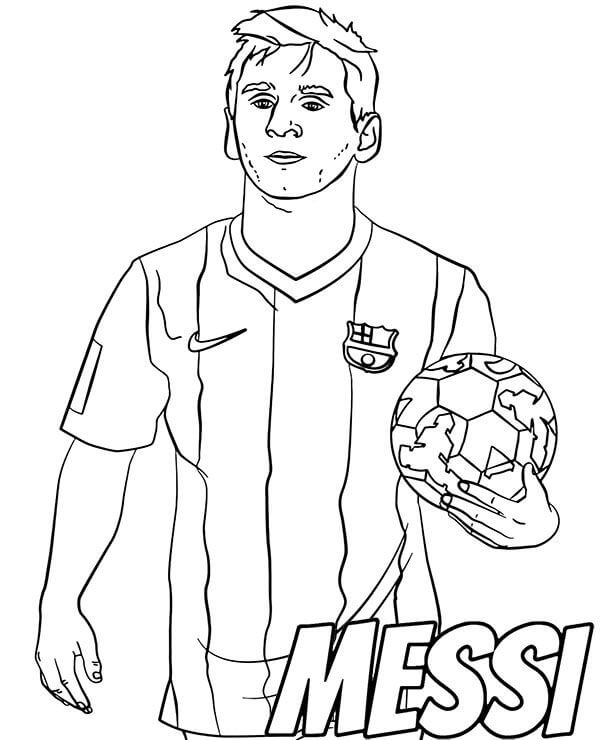 Lionel Messi drží míč omalovánka
