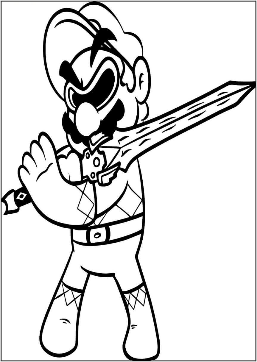 Mario drží meč omalovánka