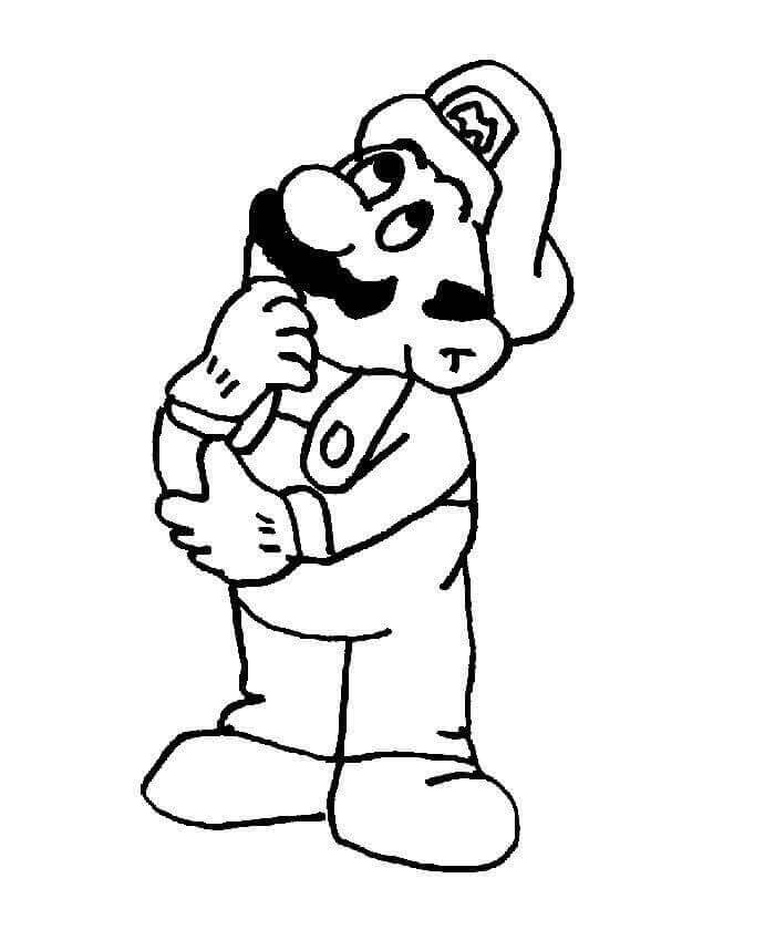 Mario přemýšlí omalovánka