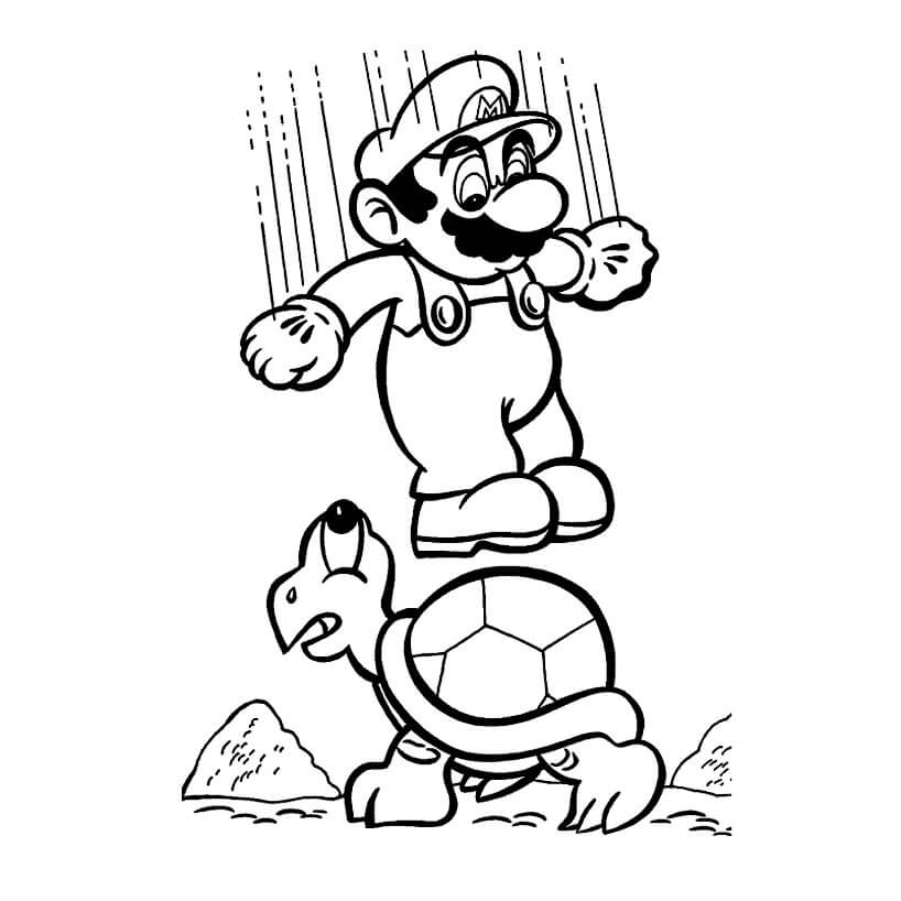 Mario skáče na želvu omalovánka